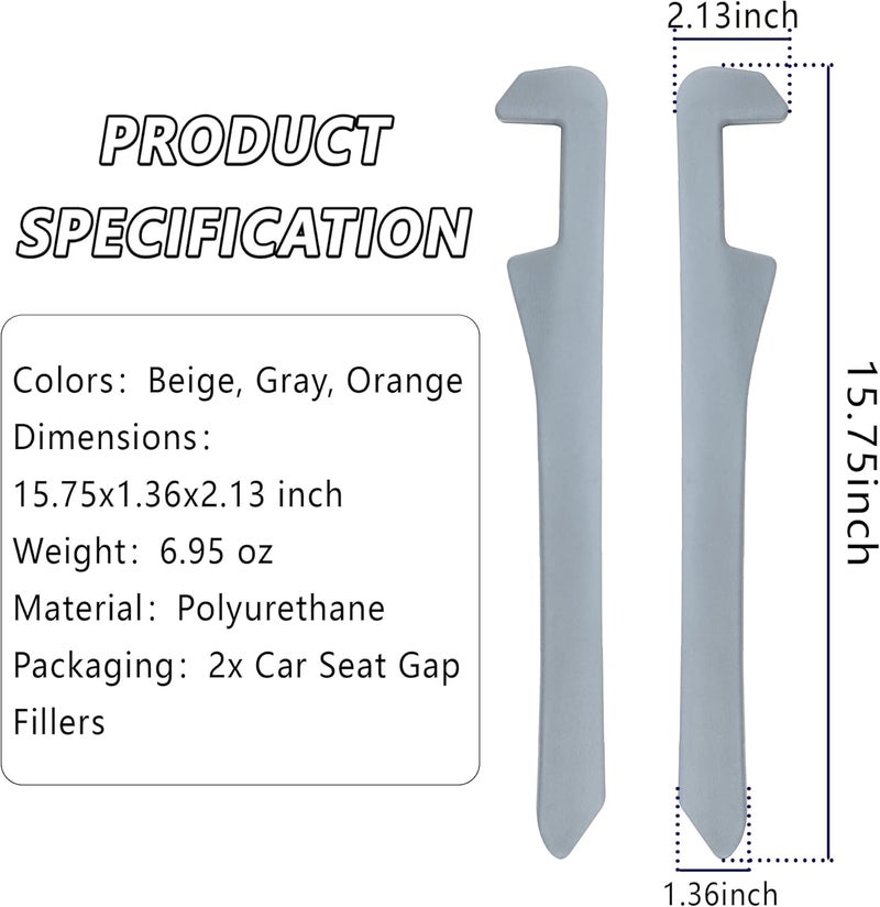 Junecarp Car Seat Gap Filler 2 Pack,Flexible Car Gap Filler Organizer to Impede Items from Dropping,Essential Interior Car Accessories Seat Gap Plug Perfectly Fits Car Gap (Gray) - Image 2
